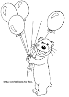 A coloring page of bear in the big blue house